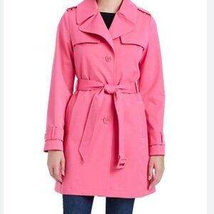 kate spade Single-Breasted Pleated Back Trench rain Coat jacket pink size xxl